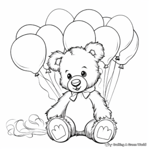 Teddy Bear with Balloons Coloring Pages 4