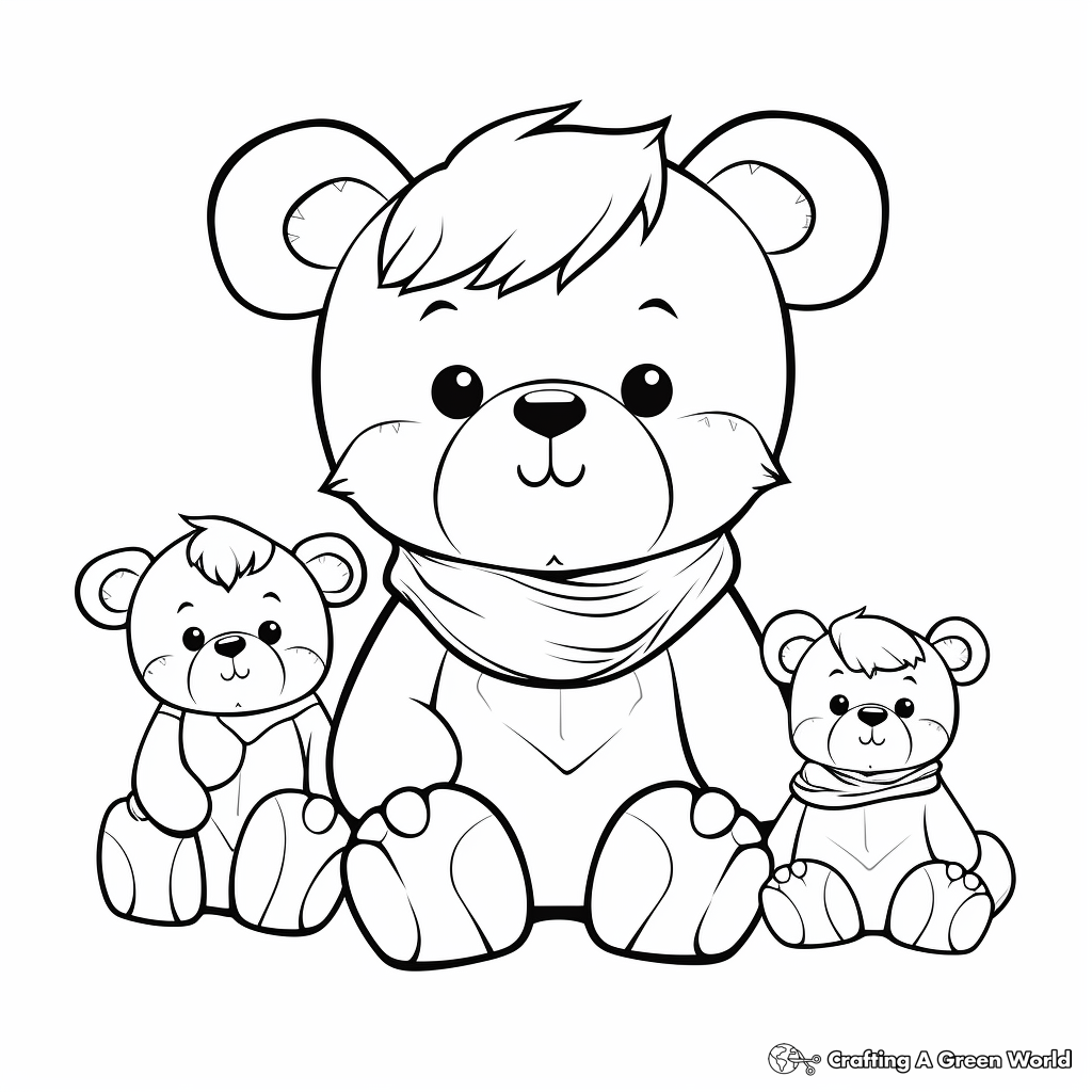 Teddy Bear with Friends Coloring Pages for Kids 2