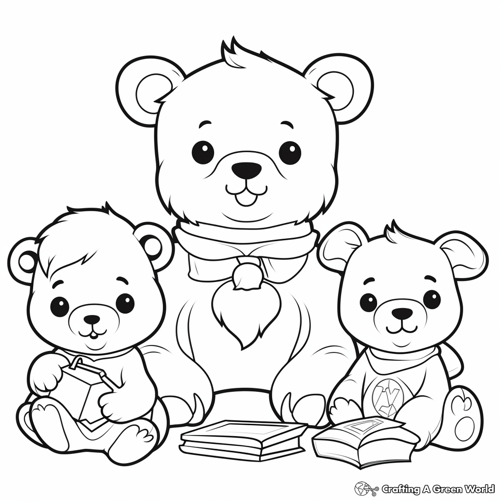 Teddy Bear with Friends Coloring Pages for Kids 3