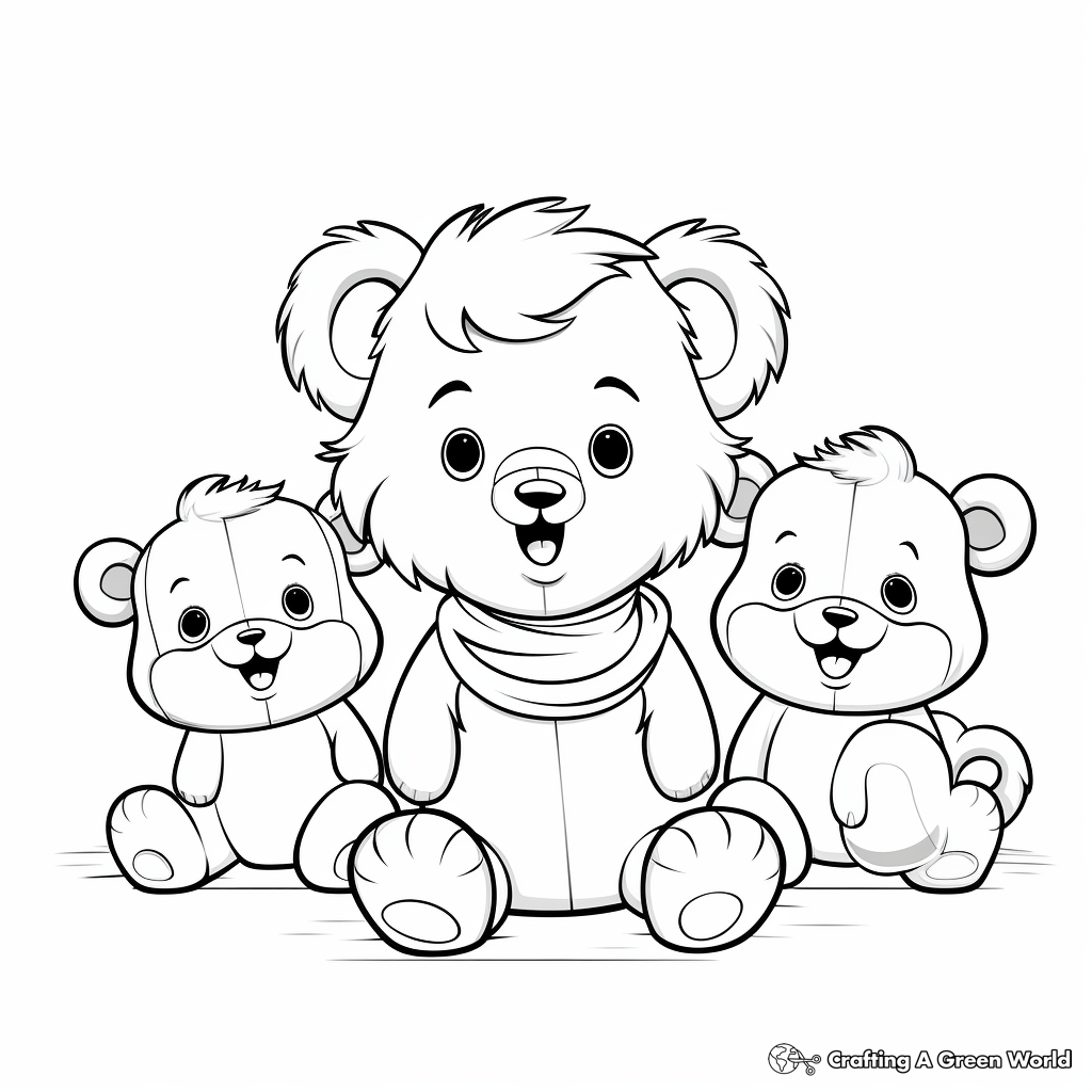 Teddy Bear with Friends Coloring Pages for Kids 4