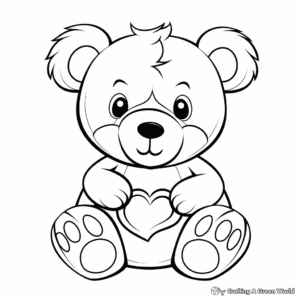 Teddy Bear with Heart Coloring Pages 1