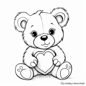 Teddy Bear with Heart Coloring Pages 3