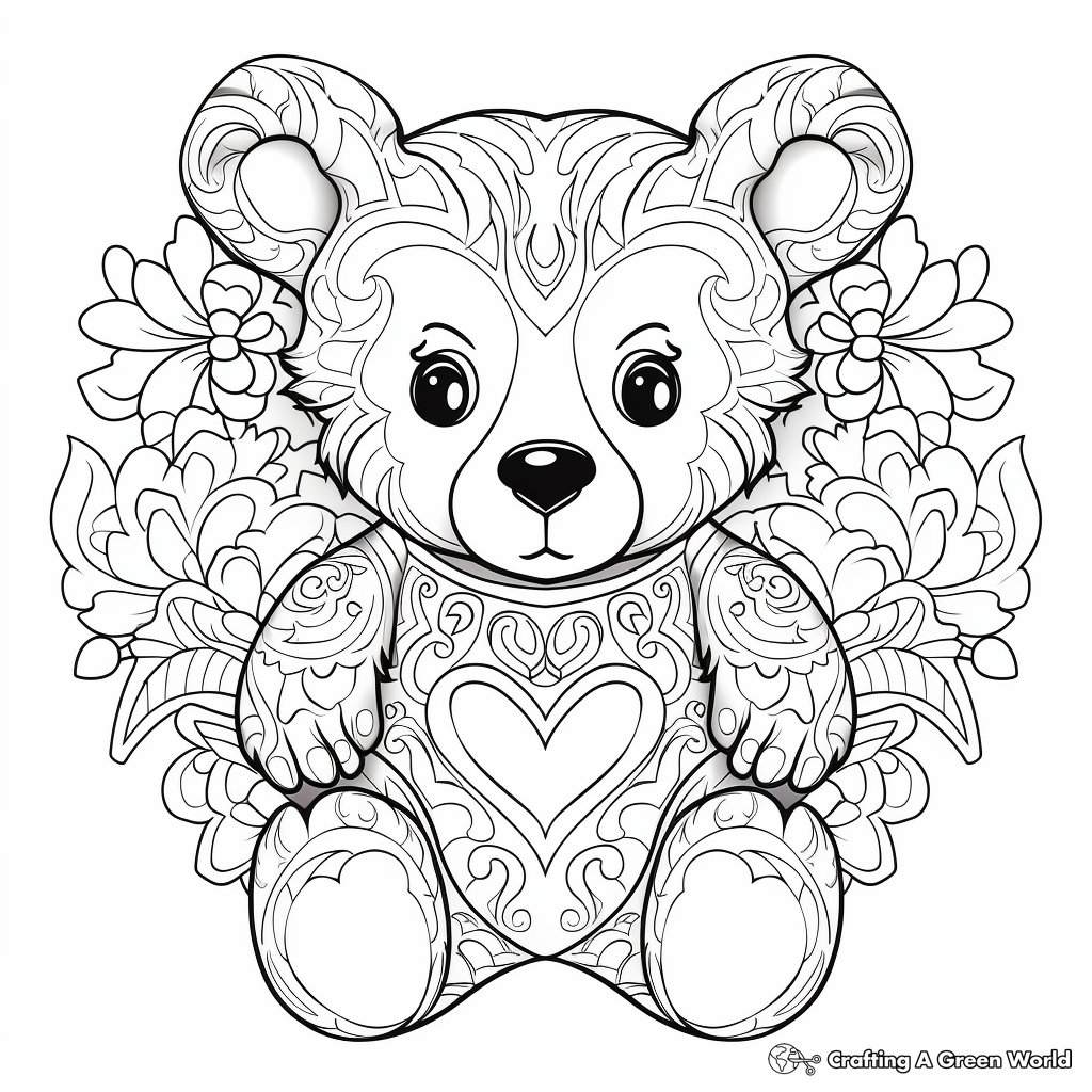 Teddy Bear with Heart: Valentine's Day Coloring Pages 3