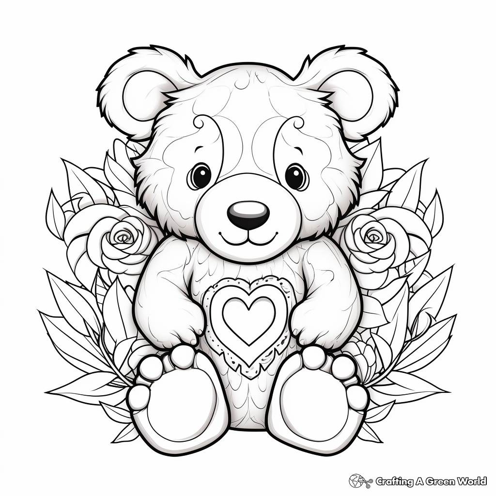Teddy Bear with Heart: Valentine's Day Coloring Pages 4