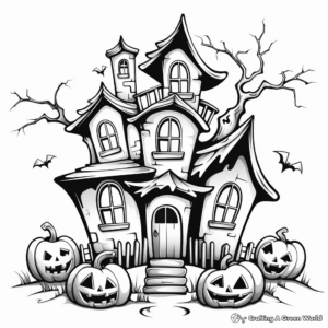 Terrifying Haunted House Coloring Sheets 3