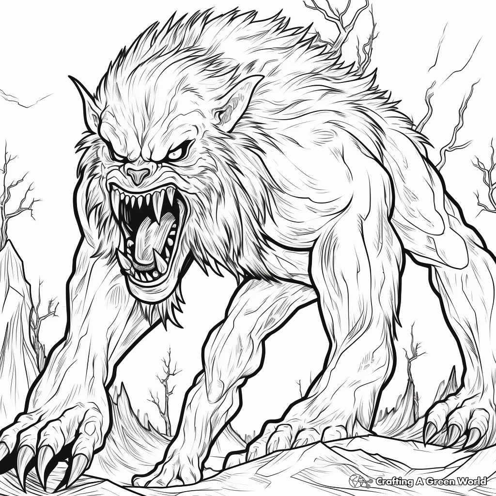 Terrifying Werewolf Coloring Pages 1
