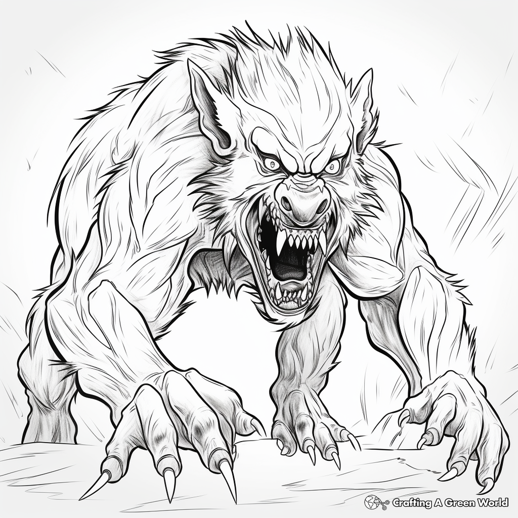 Terrifying Werewolf Coloring Pages 2