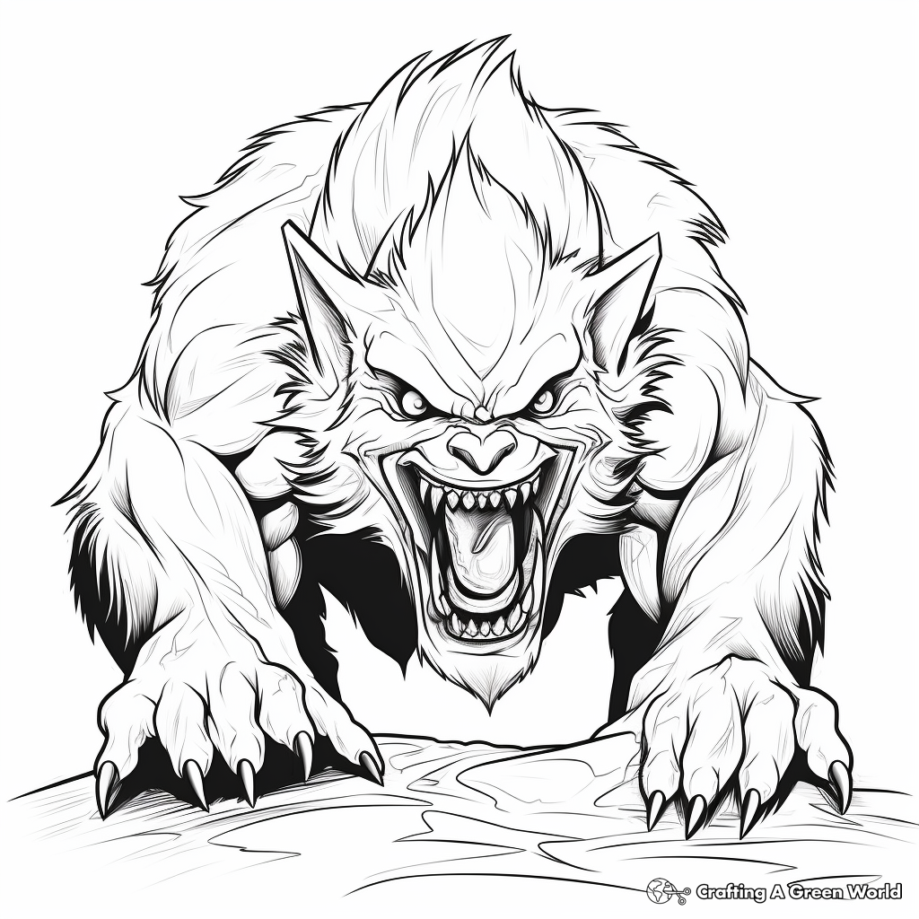 Terrifying Werewolf Coloring Pages 4