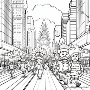 Thanksgiving Parade Coloring Page for Adults 1