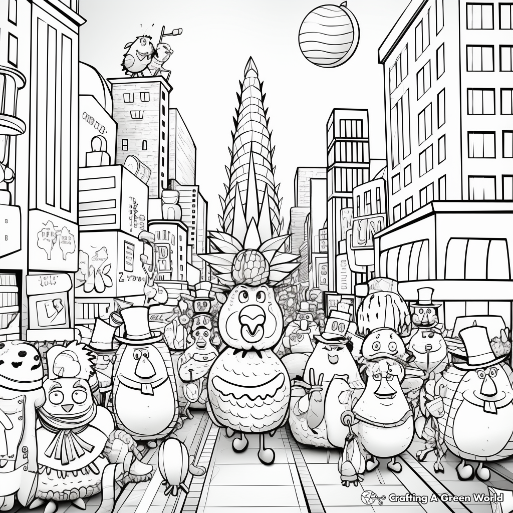 Thanksgiving Parade Coloring Page for Adults 2