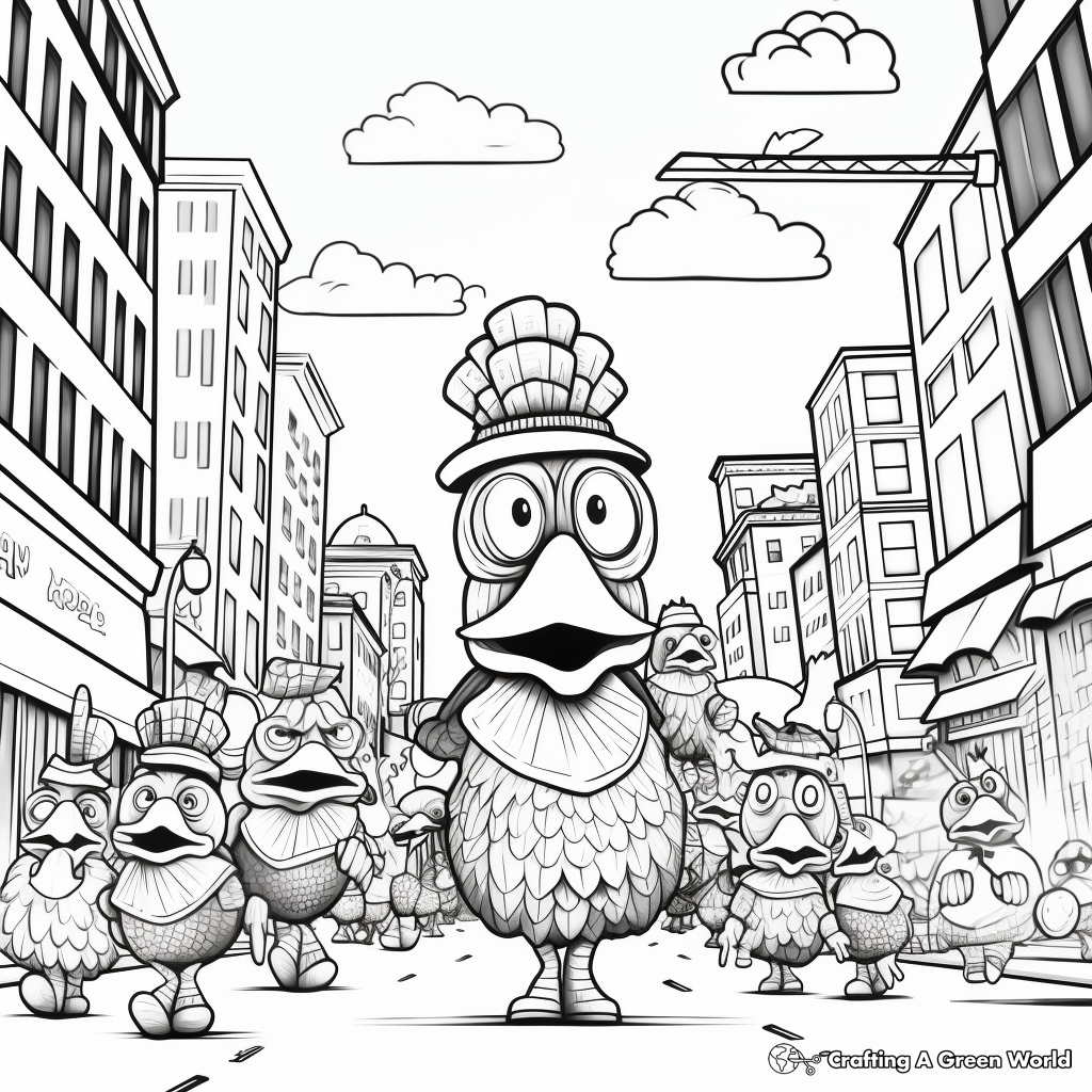 Thanksgiving Parade Coloring Page for Adults 3