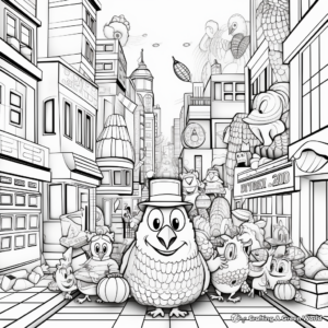 Thanksgiving Parade Coloring Page for Adults 4
