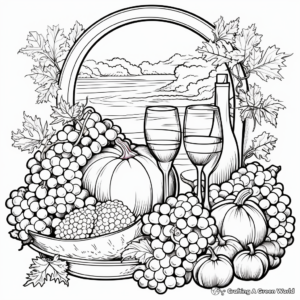 Thanksgiving Wine and Grapes Coloring Pages 3
