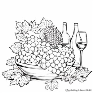 Thanksgiving Wine and Grapes Coloring Pages 4