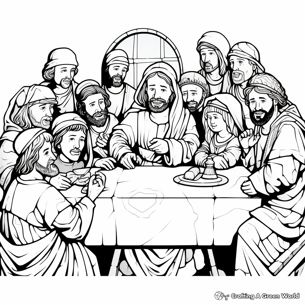 The Betrayal of Judas: Drama of the Last Supper Coloring Pages 2