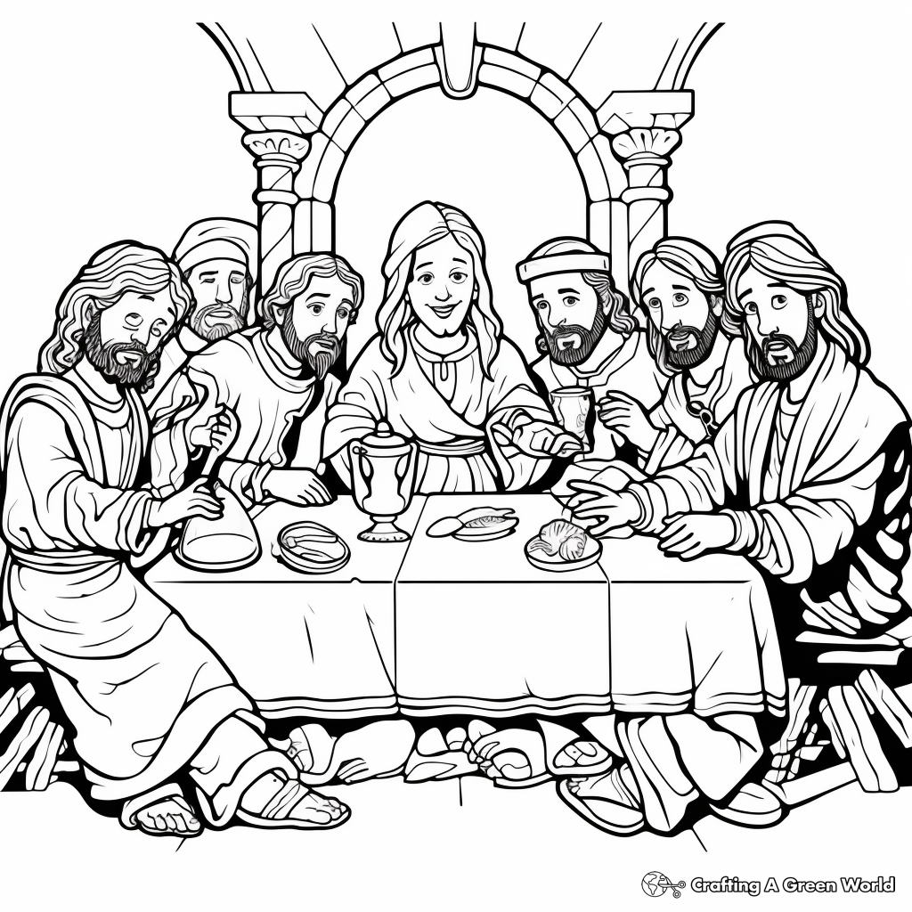 The Betrayal of Judas: Drama of the Last Supper Coloring Pages 3