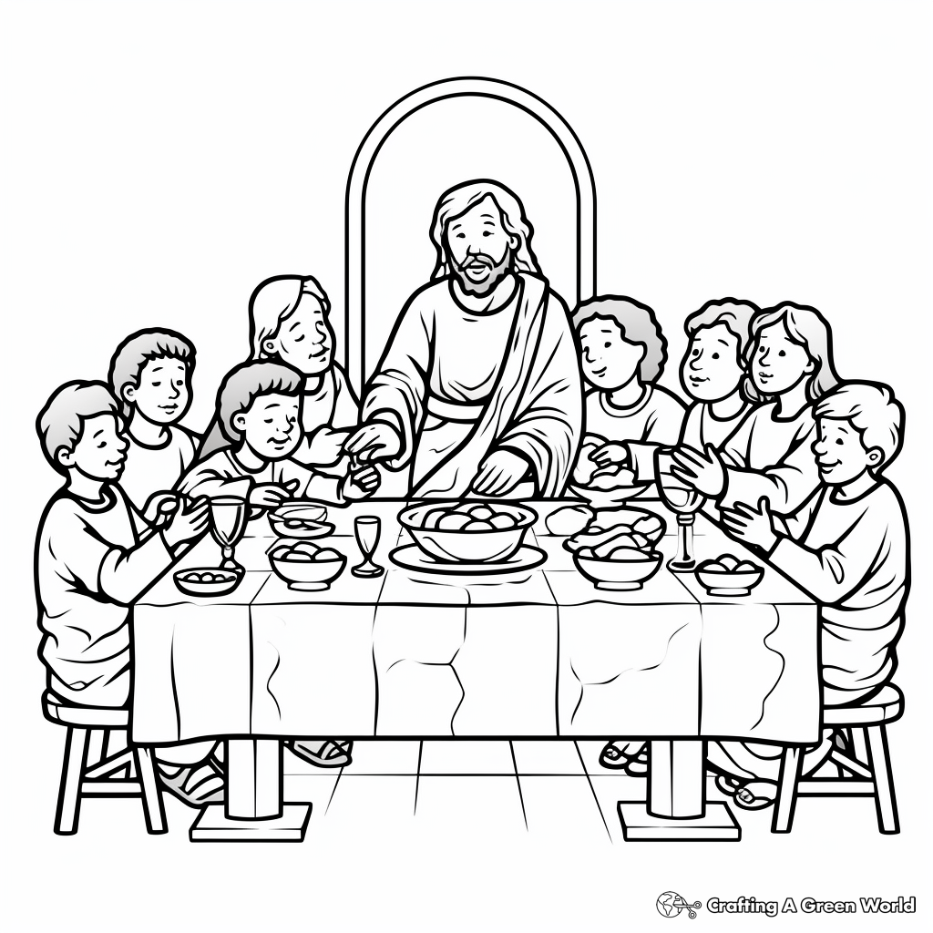The Communion Bread and Wine: Last Supper Coloring Pages 4