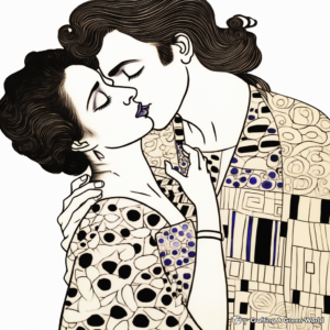 The Kiss by Gustav Klimt Inspiring Coloring Sheets 3