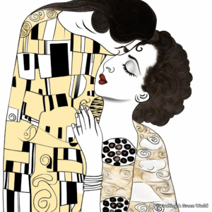 The Kiss by Gustav Klimt Inspiring Coloring Sheets 4