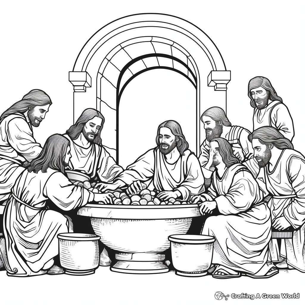 The Washing of Feet: Last Supper Servanthood Coloring Pages 3