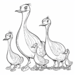 Therizinosaurus Family: Parent and Babies Coloring Pages 1