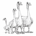 Therizinosaurus Family: Parent and Babies Coloring Pages 3