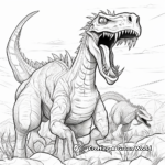 Therizinosaurus vs Tyrannosaurus Rex: Epic Dinosaur Battle Coloring Pages 1