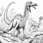 Therizinosaurus vs Tyrannosaurus Rex: Epic Dinosaur Battle Coloring Pages 4