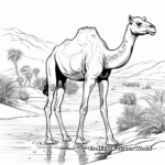 Thirsty Camel Near Oasis Coloring Page for Nature Lovers 4