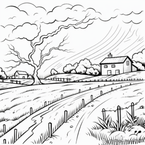 Thunderstorm in the Countryside Coloring Pages 1