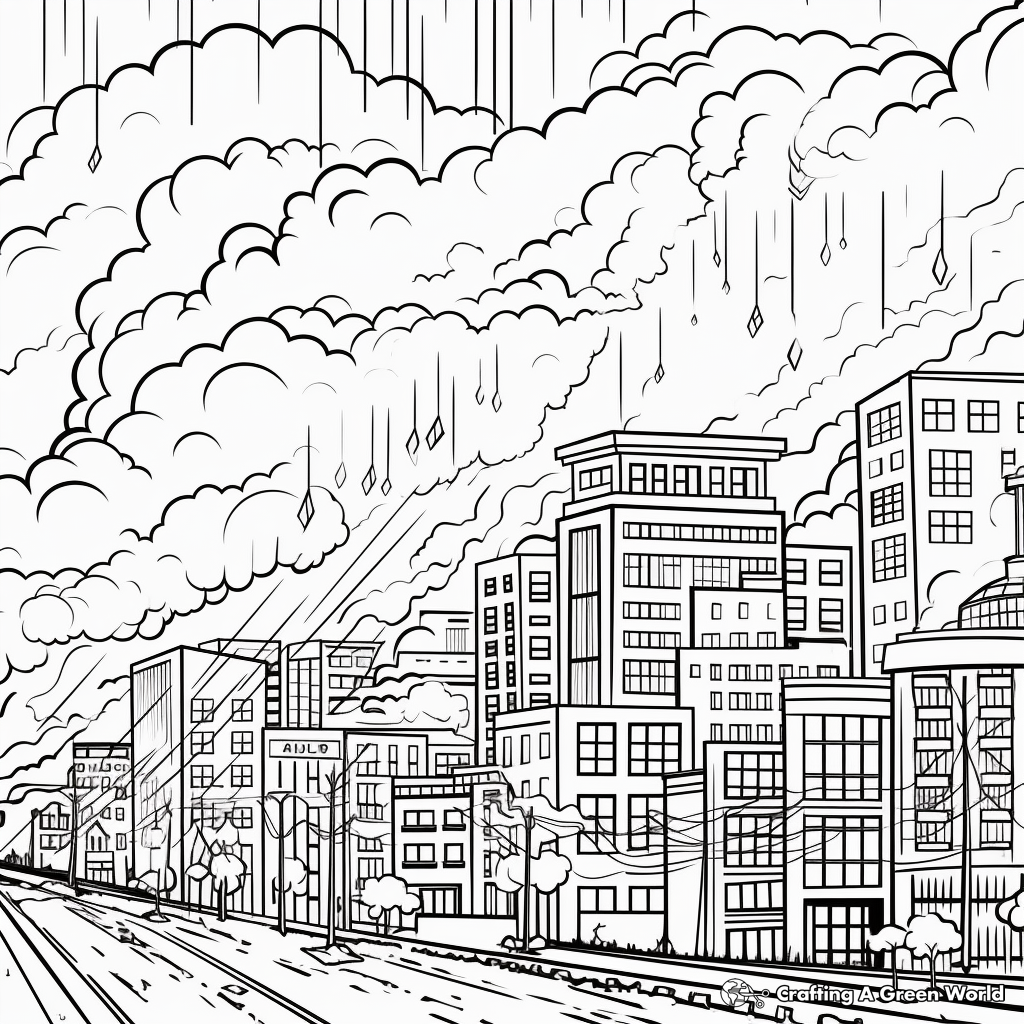 Thunderstorm Over the City Coloring Pages 1