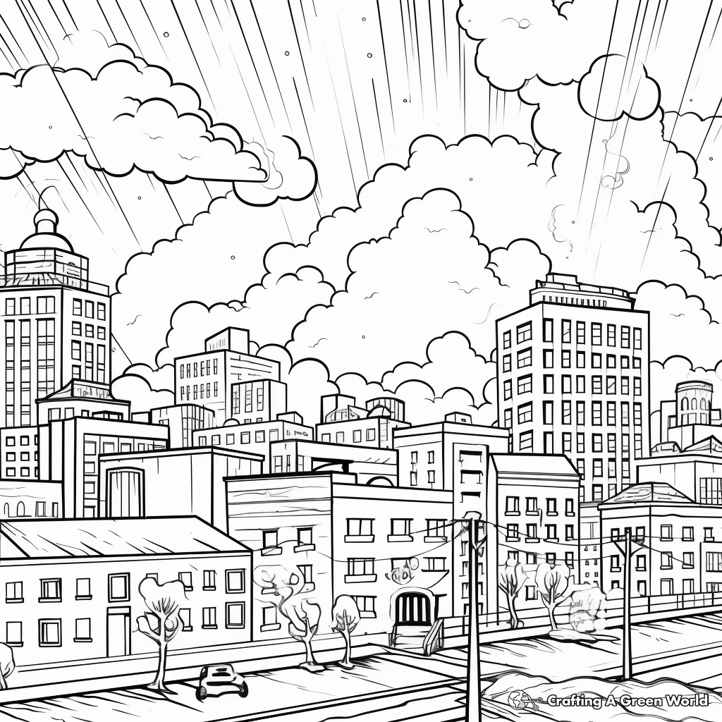 Thunderstorm Over the City Coloring Pages 4
