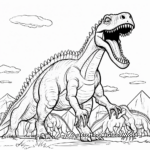 Titanosaur Challenge: Argentinosaurus vs. Gigantosaurus Coloring Pages 2