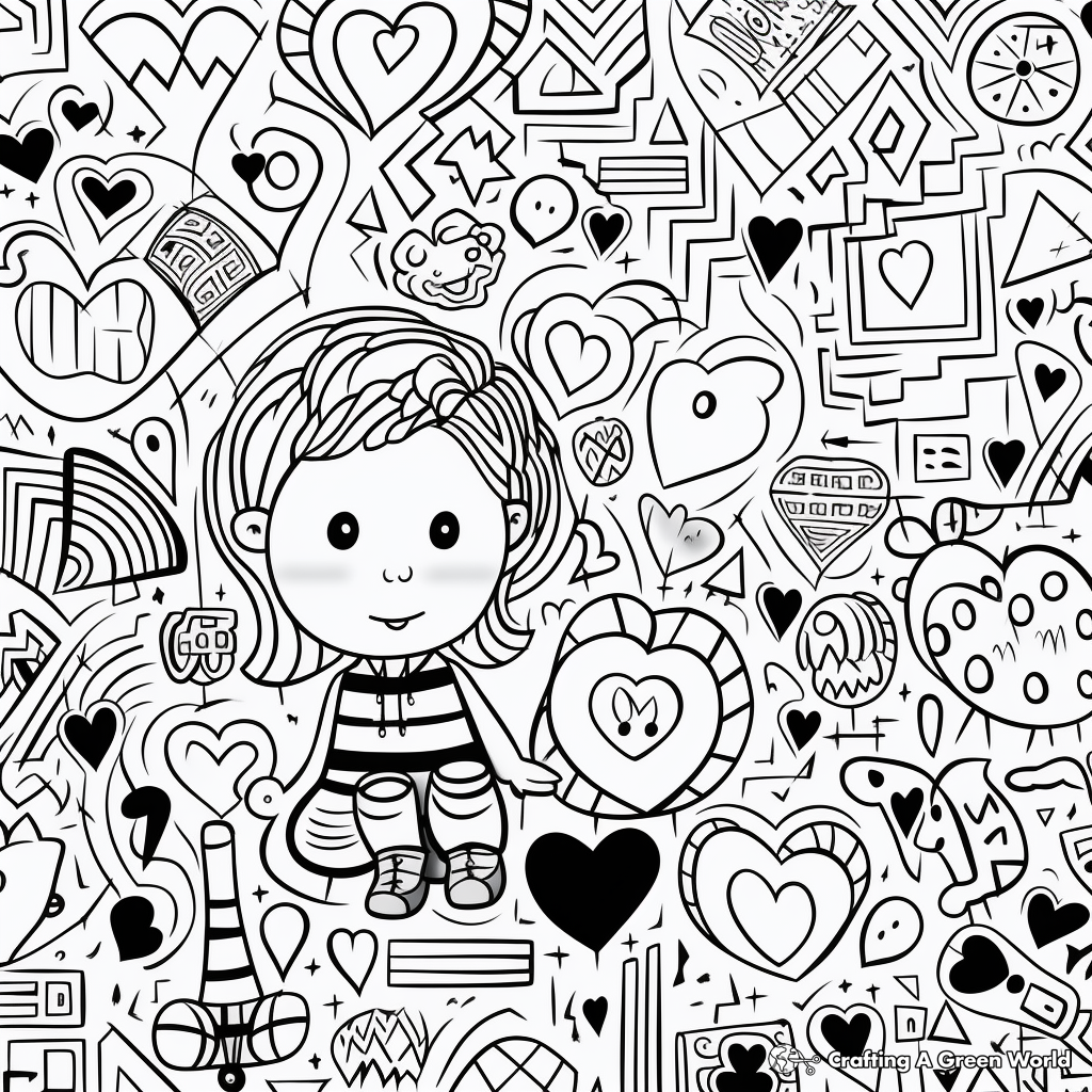 Toddler Friendly Valentine's Day Pattern Coloring Pages 2