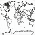 Topographical World Map Coloring Pages 1