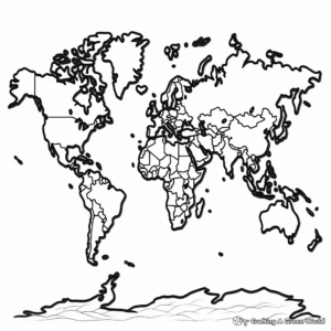 Topographical World Map Coloring Pages 4