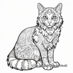 Tortoiseshell Tabby Cat Coloring Pages with Intricate Pattern 2