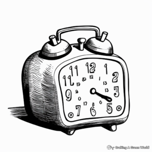 Traditional Analog Alarm Clock Coloring Pages 2