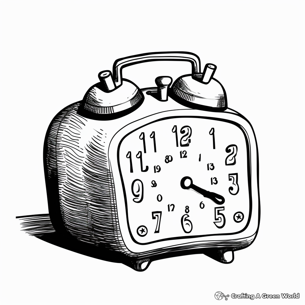 Traditional Analog Alarm Clock Coloring Pages 2