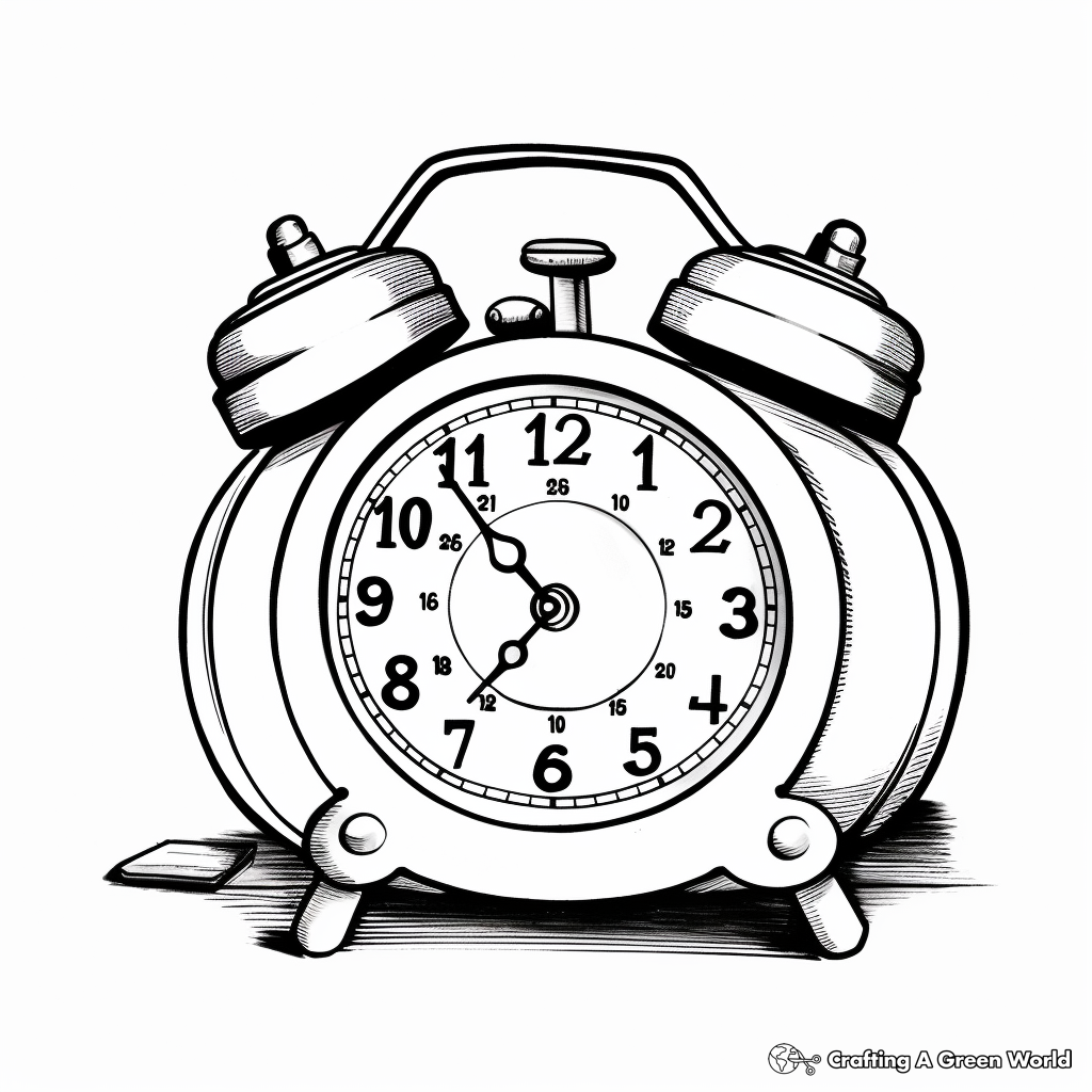 Traditional Analog Alarm Clock Coloring Pages 3