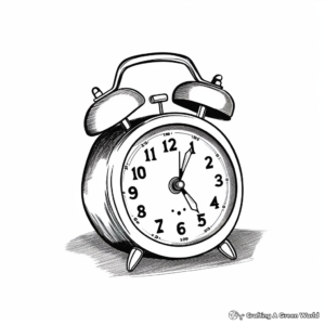 Traditional Analog Alarm Clock Coloring Pages 4