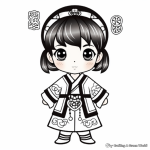 Traditional Chinese Clothing and Accessories Coloring Pages 1