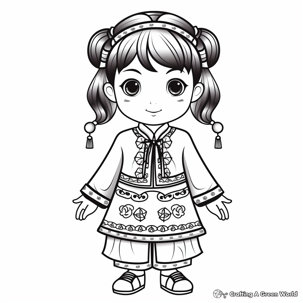 Traditional Chinese Clothing and Accessories Coloring Pages 2
