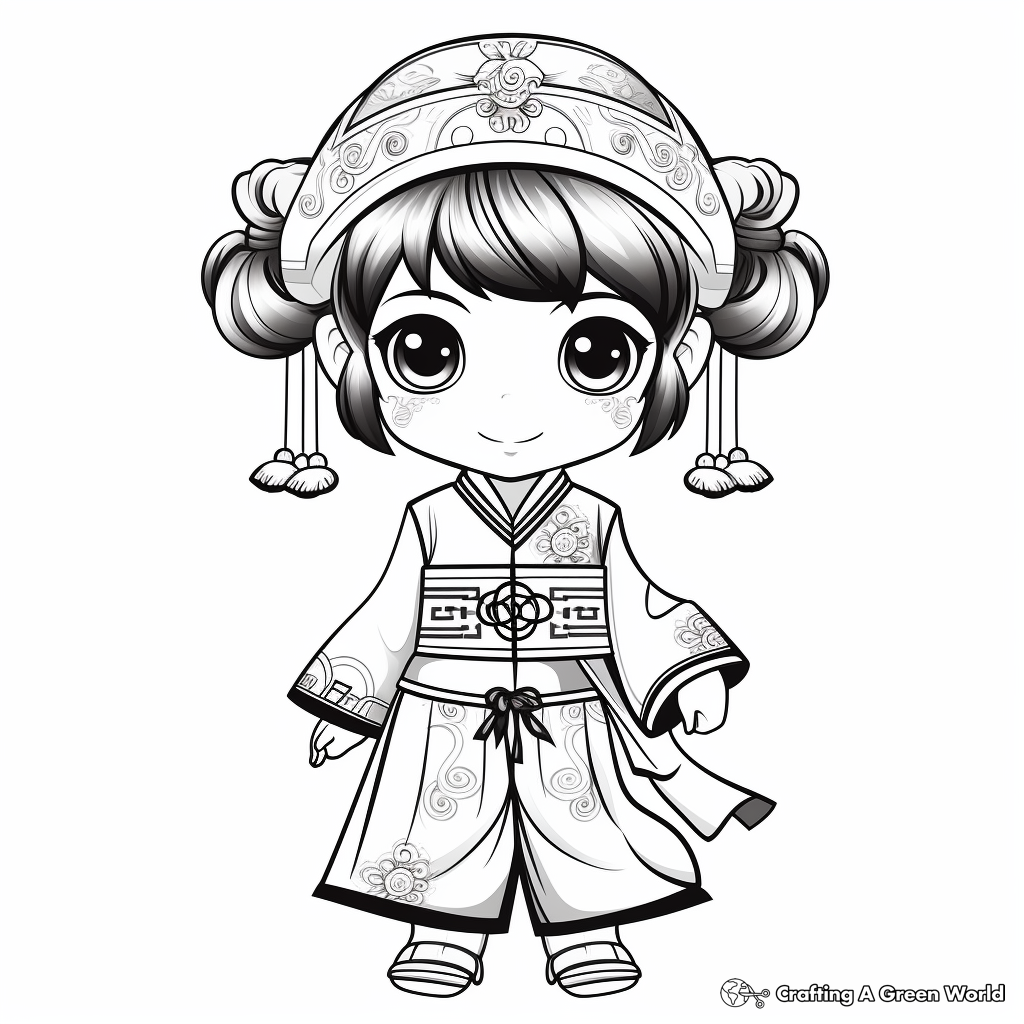 Traditional Chinese Clothing and Accessories Coloring Pages 4