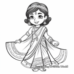 Traditional Indian Saree Coloring Pages 3