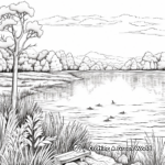 Tranquil Autumn Lake Scene Coloring Pages 1