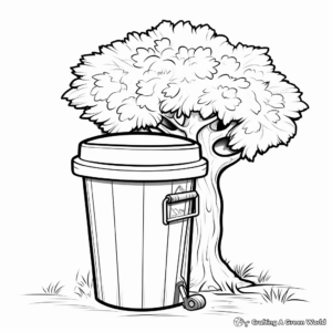 Trash Can in Nature Coloring Pages 2