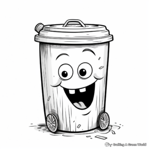 Trash Can with Garbage Coloring Pages 1