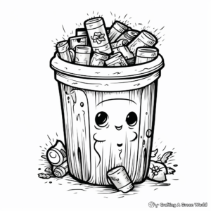 Trash Can with Garbage Coloring Pages 3