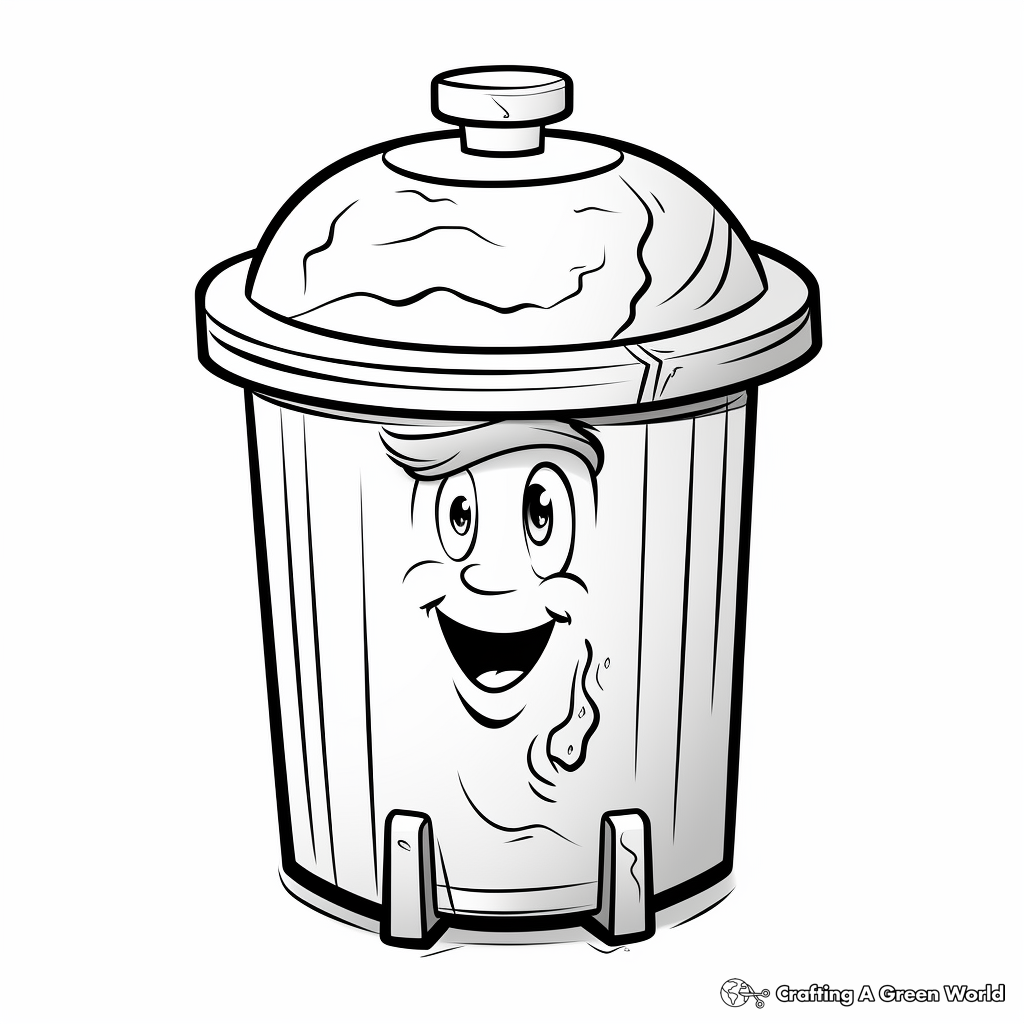 Trash Can with Lid Coloring Pages 2